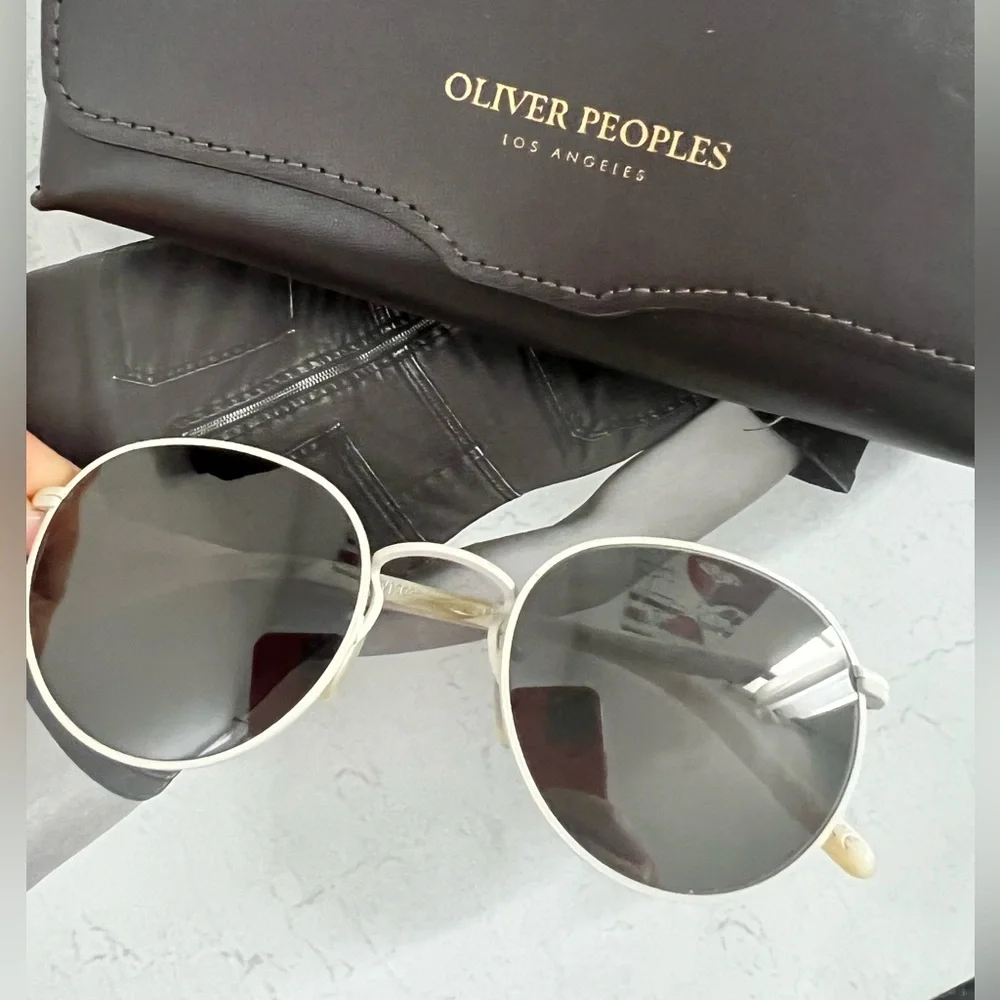 Oliver Peoples Unisex Ivory Round Sunglasses